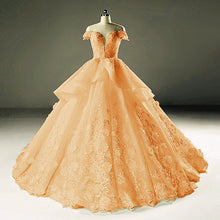 Load image into Gallery viewer, Vintage Lace Cap Sleeves Tulle Scoop Neck Wedding Dresses Ball Gowns
