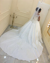 Load image into Gallery viewer, Long-Sleeves-Wedding-Ball-Gown-Dresses-Satin-Off-The-Shoulder
