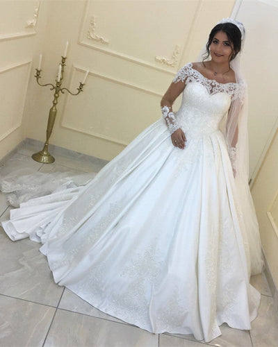 Vintage-Wedding-Dresses-Ball-Gowns-Lace-Long-Sleeves-Dress-For-Bride