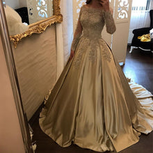 Load image into Gallery viewer, Vintage Lace Long Sleeves Satin Ball Gowns Wedding Dresses
