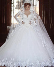 Load image into Gallery viewer, Long-Sleeves-Wedding-Dress-Ball-Gowns
