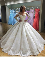Load image into Gallery viewer, Vintage Long Sleeves Ball Gown Wedding Dresses Lace Embroidery
