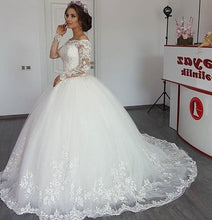 Load image into Gallery viewer, Vintage Long Sleeves Lace Wedding Ball Gown Dresses For Bride-alinanova
