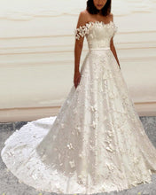 Load image into Gallery viewer, Princess Wedding Dress Butterfly Lace Embroidery Off Shoulder-alinanova
