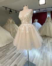 Load image into Gallery viewer, Elegant Short Wedding Dress Lace V Neck
