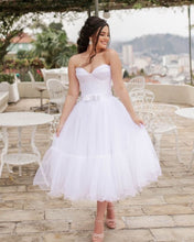 Load image into Gallery viewer, Tea Length Wedding Dress Sweetheart Corset Tulle Ruffles
