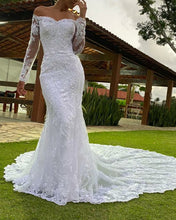 Load image into Gallery viewer, Long Sleeves Mermaid Wedding Dress Lace Off The Shoulder-alinanova
