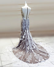 Load image into Gallery viewer, Lace Embroidery Mermaid Wedding Dress V Neck Sweep Train
