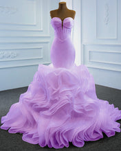 Load image into Gallery viewer, Sexy Mermaid Wedding Dress Plunge Neck Ruffles Train
