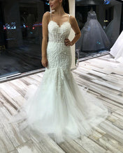 Load image into Gallery viewer, Mermaid Sweetheart Wedding Dresses Spaghetti Straps Lace Embroidery-alinanova
