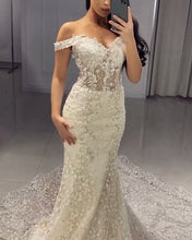 Load image into Gallery viewer, Elegant Lace  Mermaid Wedding Dresses Off Shoulder
