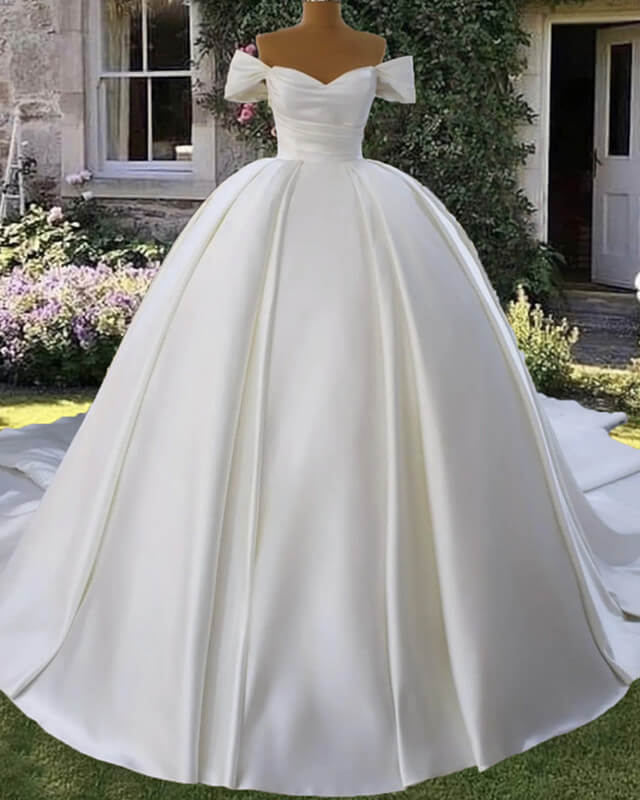 White Satin Bridal Gown