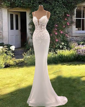 Load image into Gallery viewer, Mermaid Lace Sweetheart Spaghetti Strap Wedding Dresses
