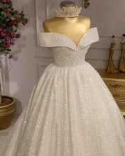 Load image into Gallery viewer, Ivory Sparkly Off Shoulder Wedding Gown
