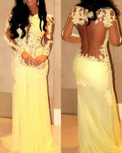 Load image into Gallery viewer, Long Sleeve Yellow Prom Dresses
