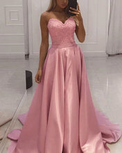 Load image into Gallery viewer, Blush Pink Prom Satin Dresses 2020
