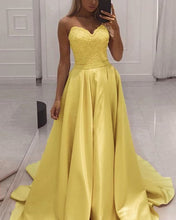 Load image into Gallery viewer, Yellow Prom Satin Dresses 2022
