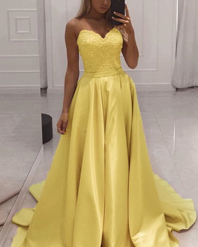 Yellow Prom Satin Dresses 2022