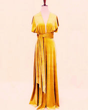 Load image into Gallery viewer, Yellow Velvet Bridesmaid Dresses

