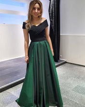 Load image into Gallery viewer, Black Velvet Off Shoulder Taffeta Prom Dresses Long-alinanova
