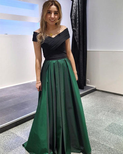 Black Velvet Off Shoulder Taffeta Prom Dresses Long-alinanova