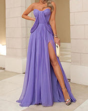 Load image into Gallery viewer, Long Chiffon Pleated Bridesmaid Dresses Sweetheart Split
