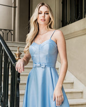 Load image into Gallery viewer, Tea Length Bridesmaid Dresses Satin Sweetheart Spaghetti Straps

