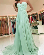 Load image into Gallery viewer, Sage Green Sweetheart Bridesmaid Dresses
