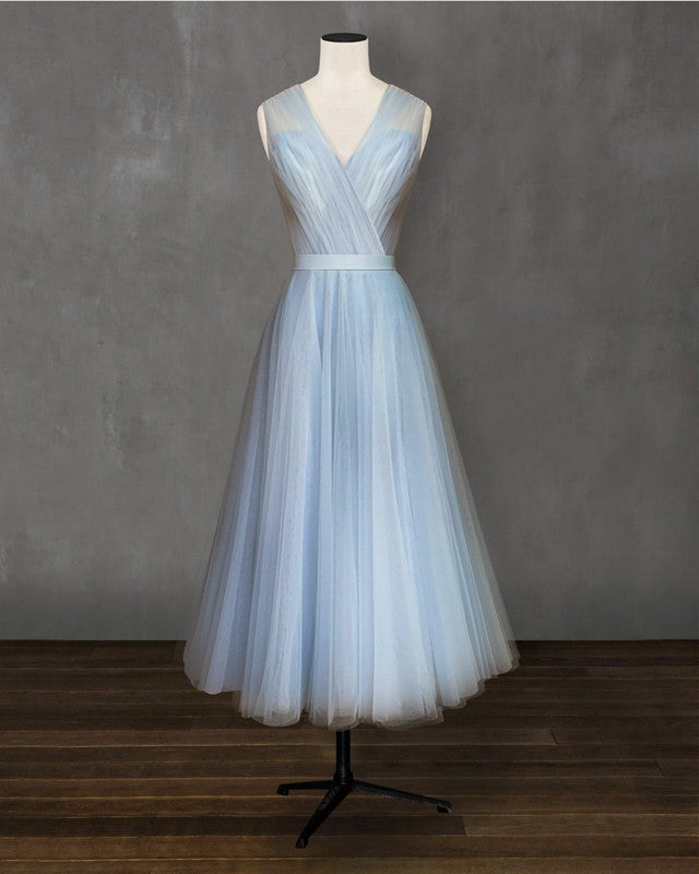 Light Blue Midi Prom Dresses