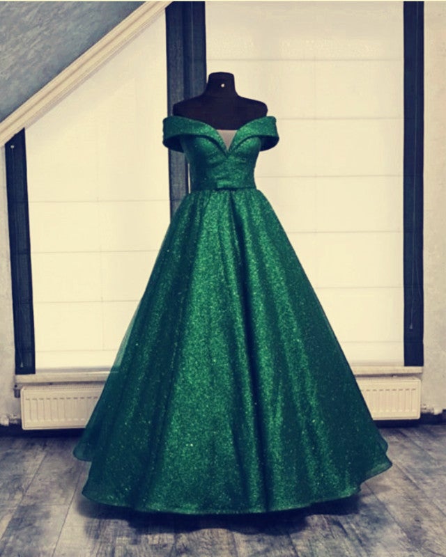 Ball Gown Sparkly Off Shoulder Dress  alinanova