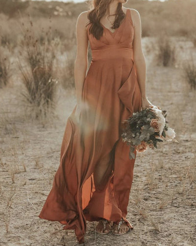 Burnt Orange Bridesmaid Dress Luxe Satin