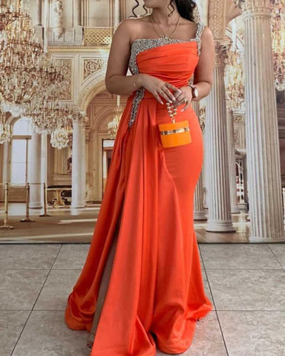 Orange Prom Dresses One Shoulder