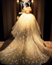 Load image into Gallery viewer, Sparkly Wedding Ball Gown Off Shoulder
