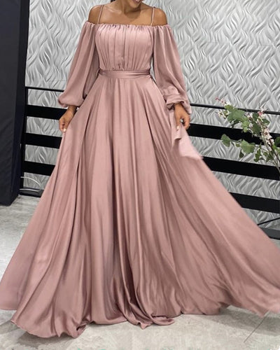 Long Sleeves Prom Dresses Pale Pink