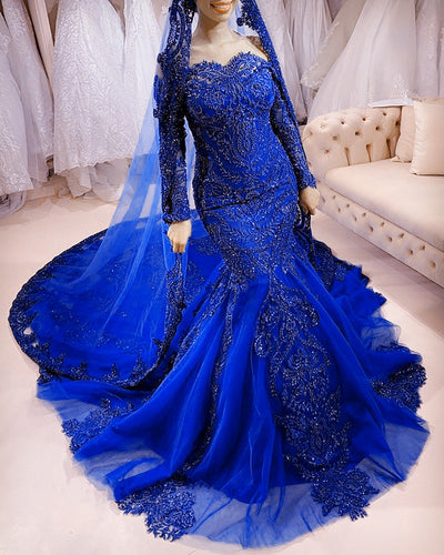 Royal Blue Mermaid Wedding Dress