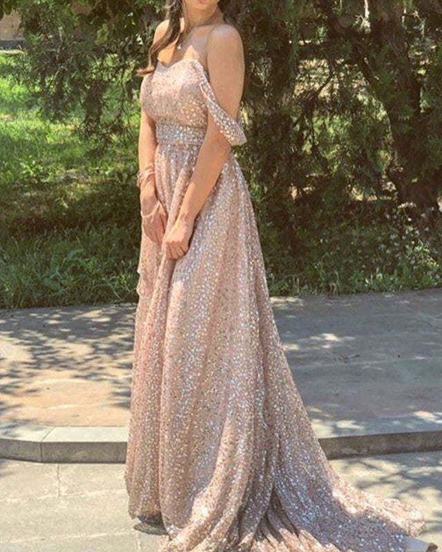 Rose Gold Prom Long Dresses