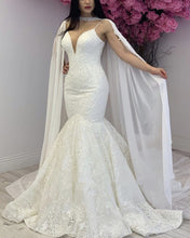 Load image into Gallery viewer, Mermaid Wedding Dress With Cape
