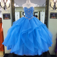 Load image into Gallery viewer, Beaded Sweetheart Organza Ruffles Quinceanera Dress
