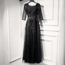 Load image into Gallery viewer, Elegant Lace Appliques Tulle Navy Blue Bridesmaid Dresses With Sleeves

