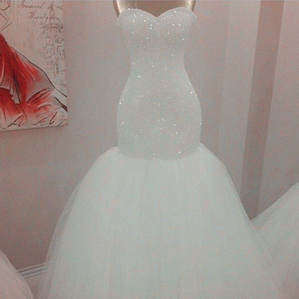 Bling Bling Sequins Beaded Sweetheart Mermaid Wedding Dresses