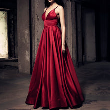 Load image into Gallery viewer, Sexy Long Satin V-neck Prom Dresses 2018 Evening Gowns-alinanova
