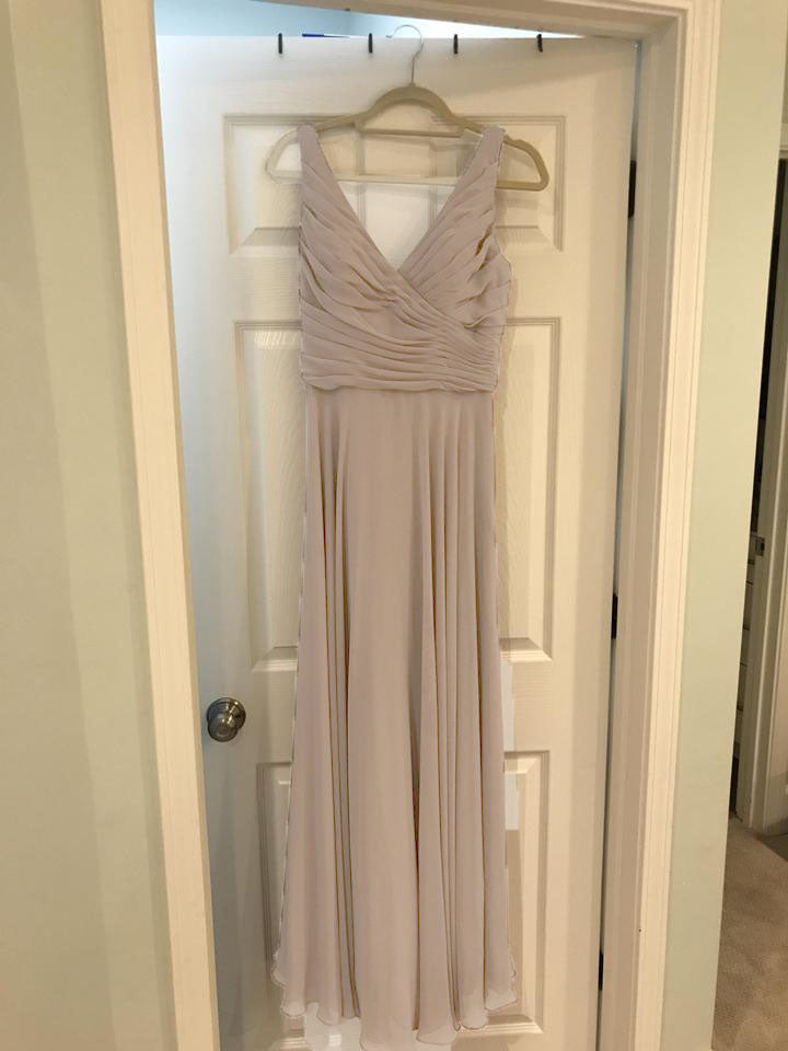 watters karen bridesmaid dress A-line Pleated Chiffon V-neck Long Dresses How to Hide Your Â the event date Color:Navy & Sky Blue OUTERWEAR ON SALE