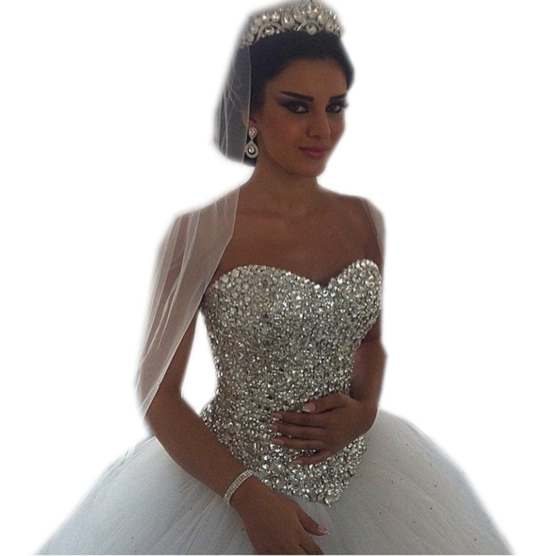 crystal beading sweetheart bodice corset princess wedding dresses –  alinanova