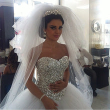 Load image into Gallery viewer, crystal beading sweetheart bodice corset princess wedding dresses-alinanova
