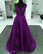 Load image into Gallery viewer, Long Taffeta V Neck Long Prom Dresses
