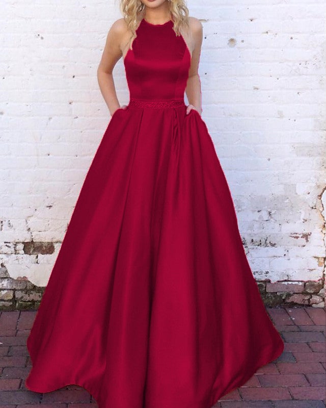 Burgundy Prom Dresses With Pockets