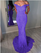 Load image into Gallery viewer, Sexy Off Shoulder Mermaid Prom Dresses Appliques
