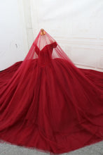 Load image into Gallery viewer, Off The Shoulder Tulle Royal Train Wedding Dresses Crystal Beaded
