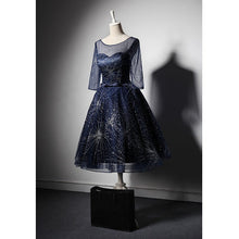 Load image into Gallery viewer, navy blue short tulle party dresses with star sequins-alinanova
