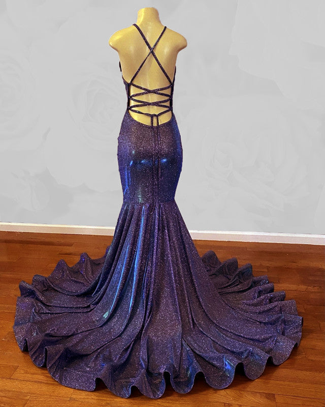 Iridescent Prom Dress Mermaid V Neck Open Back alinanova Iridescent Prom Dress Mermaid V Neck Open Back alinanova